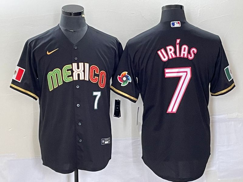 Men 2023 World Cub Mexico 7 Urias Black pink Nike MLB Jersey25